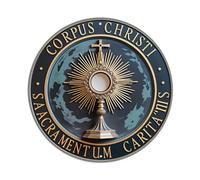 Corpus Christi Sacramentum Caritatis - Letrero redondo vintage de metal para decoración de pared, póster de metal, decoración de pared para el hogar, bar, garaje, granja, cafetería, decoración de