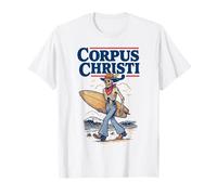 Corpus Christi Surf Retro Skeleton Cowboy Surfing Texas Camiseta