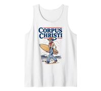 Corpus Christi Surf Retro Skeleton Cowboy Surfing Texas Camiseta sin Mangas
