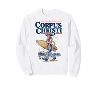 Corpus Christi Surf Retro Skeleton Cowboy Surfing Texas Sudadera