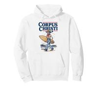 Corpus Christi Surf Retro Skeleton Cowboy Surfing Texas Sudadera con Capucha