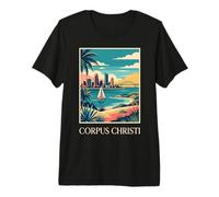 Corpus Christi Texas Retro Vintage Horizonte Costero Bay City Camiseta Premium