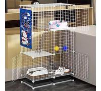 corral de juego para gatos, Recinto for gatos, jaula de alambre for perros, parque infantil for gatos DIY con caja de arena y hamaca for gatos, desmontable y plegable, fácil de montar(75*39*120cm/29*1