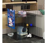 corral de juego para gatos, Recinto for gatos, jaula de alambre for perros, parque infantil for gatos DIY con caja de arena y hamaca for gatos, desmontable y plegable, fácil de montar(75*75*109cm/29*2
