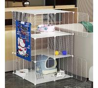 corral de juego para gatos, Recinto for gatos, jaula de alambre for perros, parque infantil for gatos DIY con caja de arena y hamaca for gatos, desmontable y plegable, fácil de montar(75*75*109cm/29*2