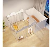 Corral de Juego para Gatos， Valla for Perros, Jaula Interior for Perros pequeños, Valla for una habitación y un baño, con área de baño, diseño de múltiples Puertas(127x75x57cm)