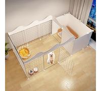Corral de Juego para Gatos， Valla for Perros, Jaula Interior for Perros pequeños, Valla for una habitación y un baño, con área de baño, diseño de múltiples Puertas(165x75x57cm)