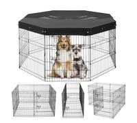 Corral para Perros VEVOR de 8 Paneles Plegable con Cubierta Superior 30" de