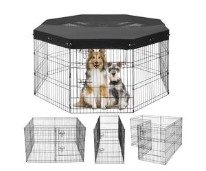 Corral para Perros VEVOR de 8 Paneles Plegable con Cubierta Superior 30" de
