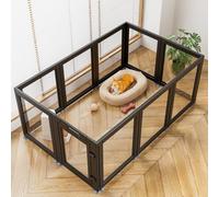 Corralito de acrílico transparente para perros, corral transparente para interiores, fácil de montar, para cachorros, conejos, gatos, cerdos, cerdos, valla de plástico resistente y fácil de limpiar