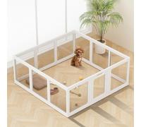 Corralito de acrílico transparente para perros en interiores, fácil de montar, corral de plástico para cachorros, gatos, conejos, cerdos, cerdos, cerdos, jaula de parto (blanco, 12 paneles)