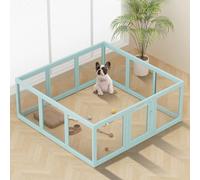 Corralito de acrílico transparente para perros en interiores, fácil de montar, corral de plástico para cachorros, gatos, conejos, cerdos, cerdos, cerdos, jaula de parto (verde, 12 paneles)
