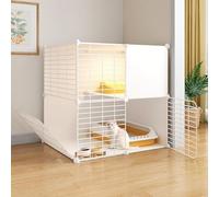 Corralito de juegos para gatos de interior, casa de animales pequeños montada, villa de metal desmontable para gatitos