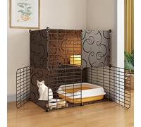 Corralito de juegos para gatos de interior, casa de animales pequeños montada, villa de metal desmontable para gatitos