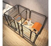 Corralito de metal para cachorros desmontable seguro y resistente corrales para perros con área de inodoro separada paneles de ejercicio para mascotas portátiles para interiores cerca de animales