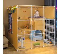 Corralito desmontable para gatos y jaula para animales pequeños, recinto de alambre de metal para interiores con caja de arena para gatitos, cachorros, hurones, conejos, erizos y cobayas