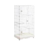 Corralito para gatos, casa para gatos de 3 niveles con bandeja de cajón, recinto interior móvil, corralito desmontable para animales pequeños
