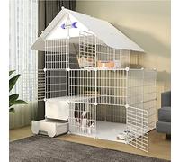 Corralito para gatos con caja de arena, jaula para gatos multifunción para ejercicio al aire libre, condominio cerrado para mascotas con puerta para un fácil acceso