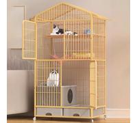 Corralito para gatos con cubierta superior, recinto interior para gatos con caja de arena, bloqueo anticolisión, fácil de mover para animales pequeños