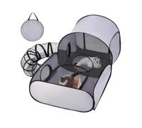 Corralito para gatos - Corral plegable para ejercicio y seguridad para mascotas para uso en interiores y exteriores | Paneles de malla con puerta con cremallera, fácil instalación, proporciona un área