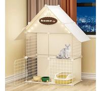 Corralito para gatos, jaula grande de 2/3 niveles con techo y escaleras de rampa, caja de metal desmontable para entrenamiento y juego en interiores y exteriores