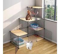 Corralito para gatos para interiores y exteriores, con recinto desmontable para mascotas pequeñas, jaulas para gatos y cachorros de varios niveles, ideal para gatos y animales pequeños