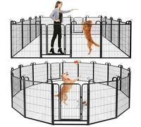 Corralito para perros al aire libre extra ancho, 16 paneles, valla resistente para perros, 40 pulgadas de altura, antioxidante, con puertas, portátil, para caravana, camping, patio, total 36 pies, 103
