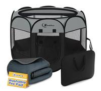 Corralito para perros con almohadilla lavable para orinar, corralito para perros pequeños, jaula de tienda de campaña para perros interiores y exteriores, caseta desplegable portátil con funda de