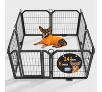 Corralito para Perros pequeños de 24 Pulgadas, 8 Paneles, Corral para Mascotas con Puerta y estacas, corralito portátil para Cachorros, Valla de Metal para Perros al Aire Libre, para Patio, Caravana