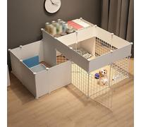 Corralito para perros y gatos, alambre de metal desmontable, corralito grande para hacer ejercicio, para conejo, conejo, cobaya (un color 129 x 111 x 54 cm)