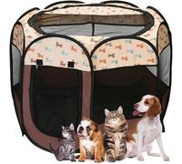 Corralito plegable para mascotas, portátil, diseño desplegable suave para perros, gatos y gatitos, jaula de tela de malla transpirable, ligero y uso en interiores y exteriores