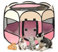 Corralito plegable para mascotas, portátil, diseño desplegable suave para perros, gatos y gatitos, jaula de tela de malla transpirable, ligero y uso en interiores y exteriores