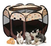 Corralito plegable para mascotas, portátil, diseño desplegable suave para perros, gatos y gatitos, jaula de tela de malla transpirable, ligero y uso en interiores y exteriores