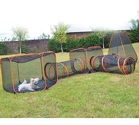 Corralito portátil de malla desplegable para mascotas con túneles, recinto al aire libre para gatos, conejos y animales pequeños, casa de juegos duradera para una diversión segura