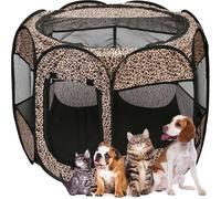 Corralito portátil plegable para mascotas, diseño desplegable suave para perros, gatos y gatitos, tela de malla ligera y transpirable para uso en interiores y exteriores