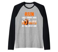 Corre como si hubiera donas en el maratón de la línea de Meta Camiseta Manga Raglan