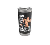 Corre como un perro te está persiguiendo divertido Maratón corriendo Vaso térmico de acero inoxidable de doble pared