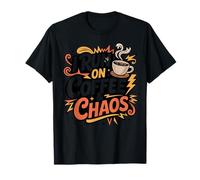 Corre el café y el Caos, una Cita Retro Divertida Camiseta