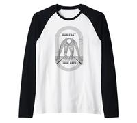 Corre rápido, Gira a la Izquierda, Corredor de Atletismo, Sprinter Man Camiseta Manga Raglan