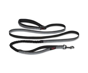 Correa Activa para Perros HALTI- Asa con acolchado de neopreno, tejido reflectante 3M y amortiguador. Correa Manos Libres, Ideal para Pasear con Perros Pequeños y Medianos (Talla S, Negro)