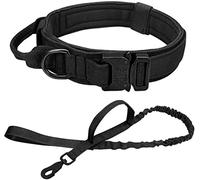 Correa Ajustable Correa táctica Militar para Collar de Perro, Collares de Perro medianos y Grandes, Plomo para Pastor alemán Correa de Perro(Black,XL)