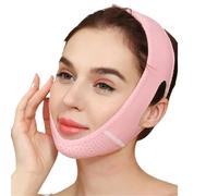 Correa ajustable for adelgazar el rostro, correa for la mandíbula, moldeador de línea, for mentón, máscara elevación adelgazante facial en forma V for dormir para lifting facial(Pink)