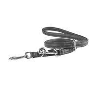 Correa ajustable para perros Knuffelwuff Glendale de cuero suave, negra, 200 cm de largo, 2 cm de ancho