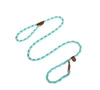 Correa ajustable para perros pequeños, medianos y grandes, cuerda de nailon con tope de piel para entrenamiento de caminata de mascotas (azul, blanco, XL)