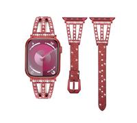 Correa brillante compatible con correas de Apple Watch de 38 mm, 40 mm, 41 mm, 42 mm, 44 mm, 45 mm, 46 mm, 49 mm, metal de diamante con correa de cuero con purpurina para iWatch Series 10, 9, 8, 7, 6,