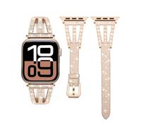 Correa brillante compatible con correas de Apple Watch de 38 mm, 40 mm, 41 mm, 42 mm, 44 mm, 45 mm, 46 mm, 49 mm, metal de diamante con correa de cuero con purpurina para iWatch Series 10, 9, 8, 7, 6,