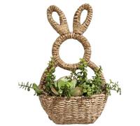 Correa Cesta de Conejito para Colgar en la Pared, Decoración de Pared con Resortes, Cesta de Mimbre Tejida A Mano con Forma de Conejito de Pascua, para Decorar.