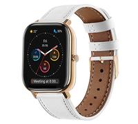 Correa Compatible con Amazfit GTS 3/GTS 2/GTS 2e/GTS 2 Mini/GTS 4/GTS 4 Mini/GTR 42mm/Bip 3 Pro, Cuero Correas Pulseras de Repuesto Banda de Piel para Amazfit Bip S/Bip U Pro, 20mm Correa, Blanca
