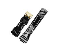 Correa compatible con for Casio G-Shock GA-100/110/120/140/200/400/700 800 GD-100/110/120 G-8900 GLS-100, repuesto de correa de resina de silicona for reloj de 16mm(Black gold Glossy)