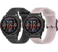 Correa Compatible con Garmin Fenix 8, 20/22/26mm QuickFit. Pulsera de Silicona con Hebilla Metálica para Enduro, Fenix, Tactix, Descent, Instinct, epix, Approach, Forerunner (Negro+Rosa, 20mm)